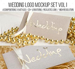 高档婚礼主题标签模型：Wedding Logo Mockup Set Vol I